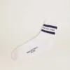 Chaussettes en coton aux finitions usées, à rayures bleues et logo