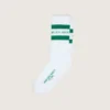 Chaussettes en coton aux finitions usées, à rayures vertes et logo