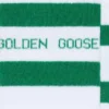 Chaussettes en coton aux finitions usées, à rayures vertes et logo