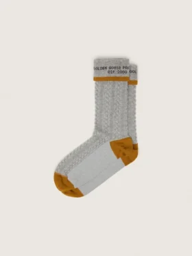 Chaussettes grises à revers et détails de couleur orange