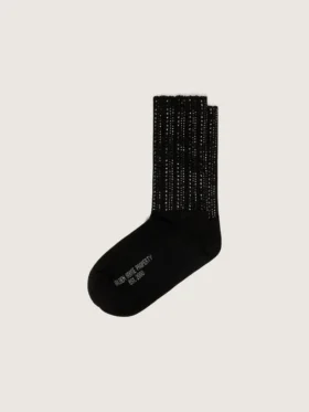 Chaussettes noires avec détails vieillis et strass