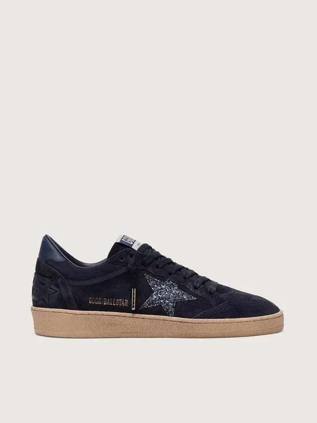 Chaussures Ball Star pour femme en daim bleu foncé avec étoile pailletée bleu foncé