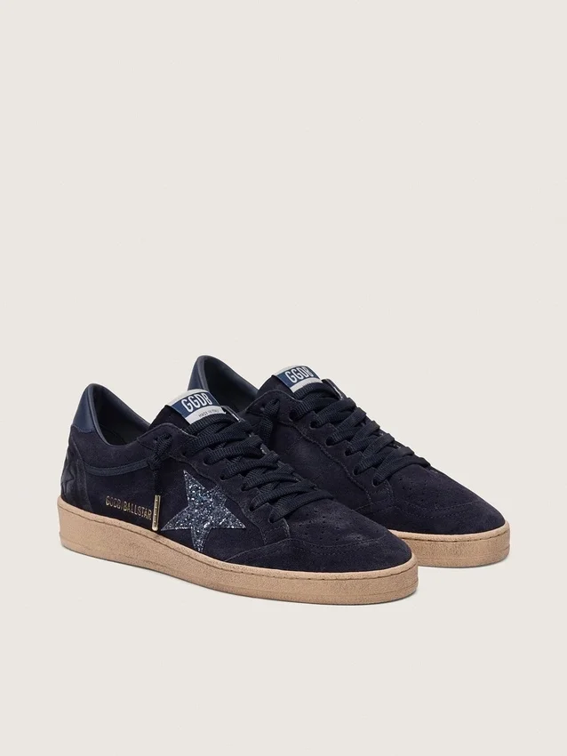 Chaussures Ball Star pour femme en daim bleu foncé avec étoile pailletée bleu foncé