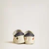 Chaussures d'école pour bébé en cuir nappa avec imprimé musical et étoile en daim blanc