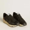Chaussures de course pour femme « Running Sole » en paillettes noires avec étoile en cuir et languette de talon en nubuck