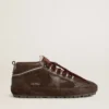 Chaussures de ski Mid Star pour homme en daim marron avec étoile en cuir et languette de talon en daim