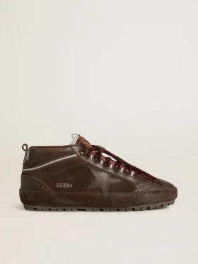 Chaussures de ski Mid Star pour homme en daim marron avec étoile en cuir et languette de talon en daim