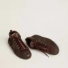 Chaussures de ski Mid Star pour homme en daim marron avec étoile en cuir et languette de talon en daim