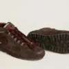 Chaussures de ski Mid Star pour homme en daim marron avec étoile en cuir et languette de talon en daim