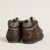 Chaussures de ski Mid Star pour homme en daim marron avec étoile en cuir et languette de talon en daim