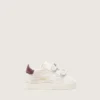 Chaussures pour bébé en velours, ornées d'une étoile en daim blanc et d'une languette de talon en cuir bordeaux