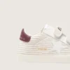 Chaussures pour bébé en velours, ornées d'une étoile en daim blanc et d'une languette de talon en cuir bordeaux