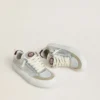 Chaussures Space-Star Cube pour femme en cuir gris glacier et argent avec languette de talon bordeaux