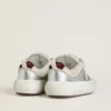 Chaussures Space-Star Cube pour femme en cuir gris glacier et argent avec languette de talon bordeaux