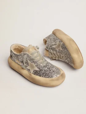 Chaussures Space-Star pour femme, pailletées argentées avec doublure en peau de mouton