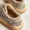 Chaussures Space-Star pour femme, pailletées argentées avec doublure en peau de mouton