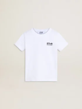 Chemise blanche avec logo et étoile noirs contrastés