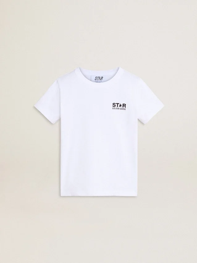 Chemise blanche avec logo et étoile noirs contrastés
