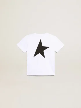 Chemise blanche avec logo et étoile noirs contrastés