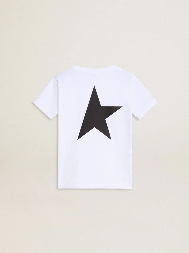 Chemise blanche avec logo et étoile noirs contrastés