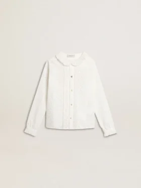 Chemise blanche en coton à broderie anglaise pour filles