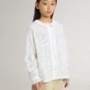 Chemise blanche en coton à broderie anglaise pour filles