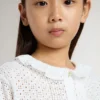Chemise blanche en coton à broderie anglaise pour filles