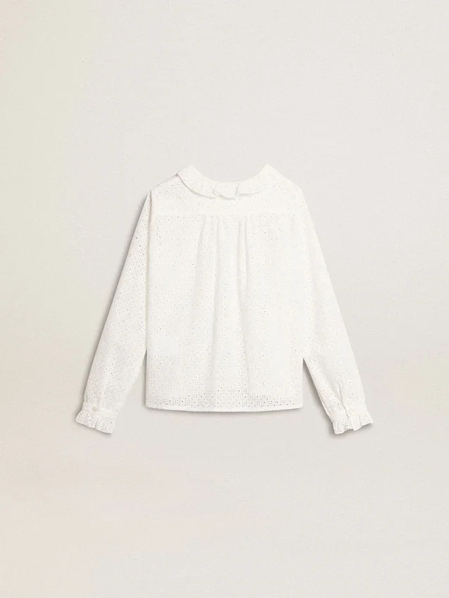 Chemise blanche en coton à broderie anglaise pour filles