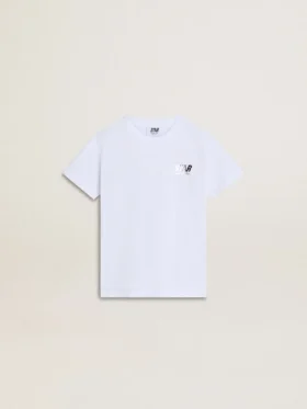 Chemise blanche en coton pour enfant avec imprimé argenté
