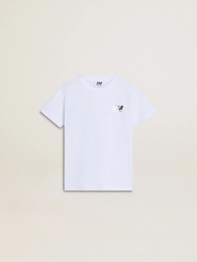 Chemise blanche en coton pour enfant avec imprimé argenté