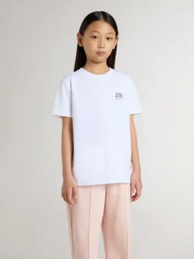 Chemise blanche en coton pour enfant avec imprimé argenté