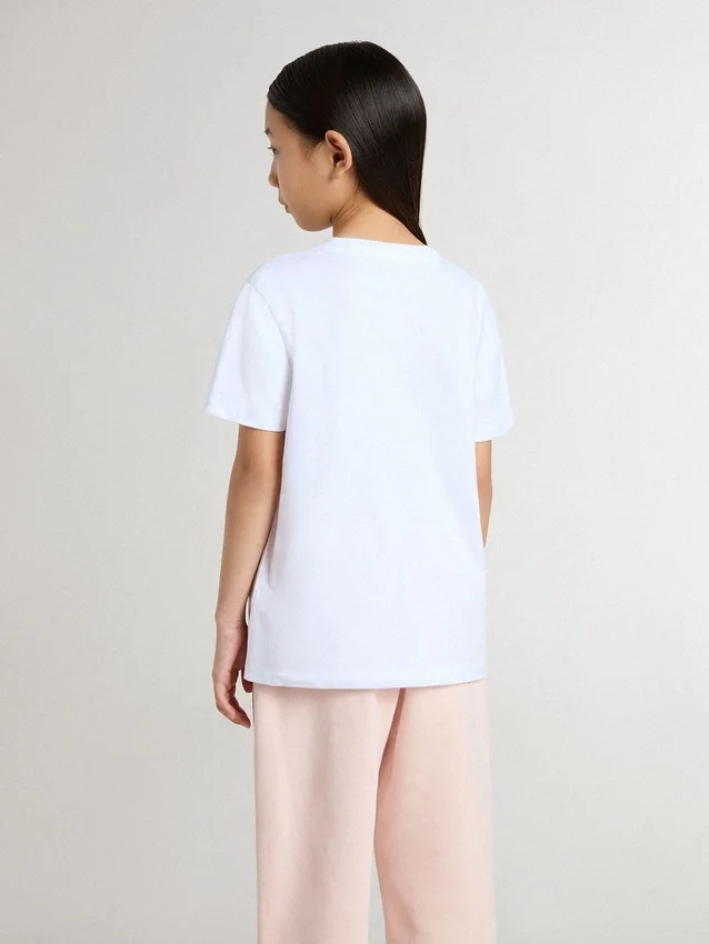Chemise blanche en coton pour enfant avec imprimé argenté