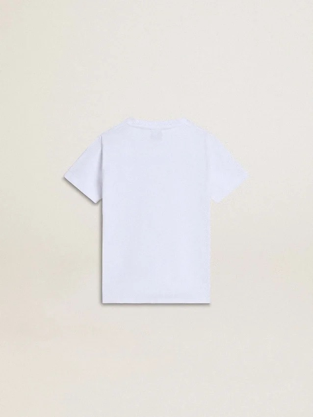 Chemise blanche en coton pour enfant avec imprimé argenté