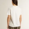 Chemise blanche pour femme avec imprimé noir sur la poitrine