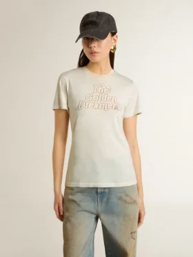 Chemise blanche pour femme avec imprimé sur le devant