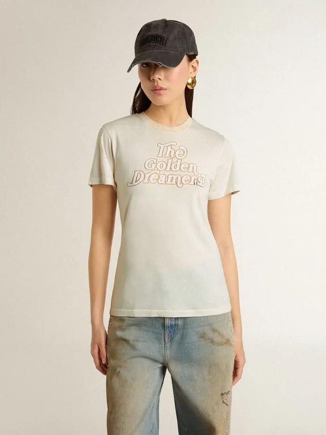 Chemise blanche pour femme avec imprimé sur le devant