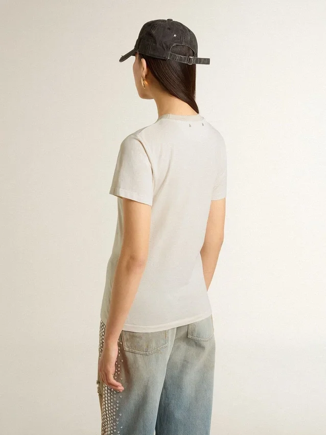 Chemise blanche pour femme avec imprimé sur le devant