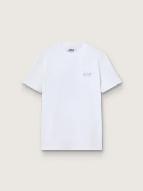 Chemise blanche pour femme avec logo pailleté argenté et étoile