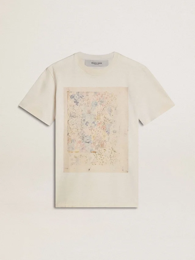Chemise blanche pour femme à imprimé floral