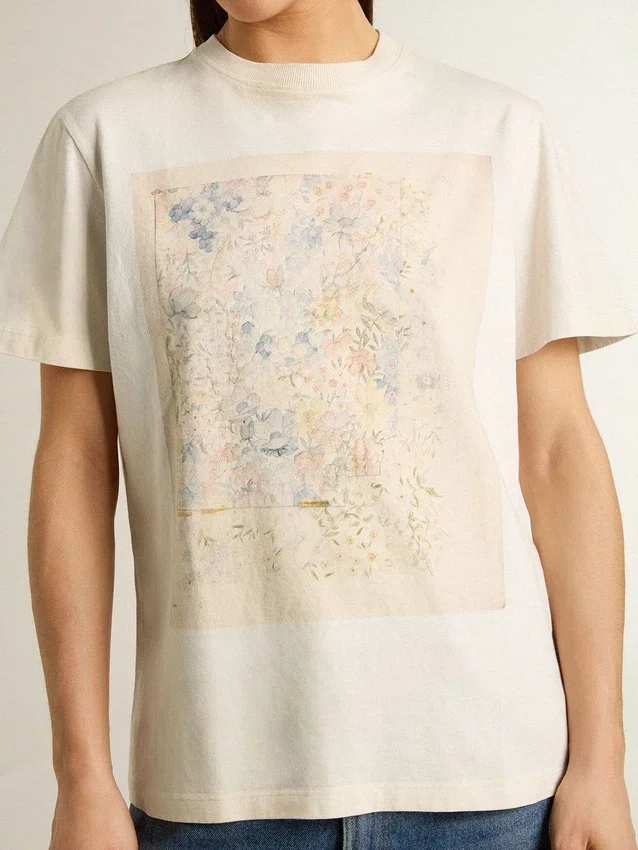 Chemise blanche pour femme à imprimé floral