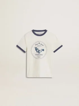 Chemise blanche pour garçon avec imprimé bleu