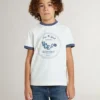 Chemise blanche pour garçon avec imprimé bleu