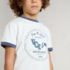 Chemise blanche pour garçon avec imprimé bleu