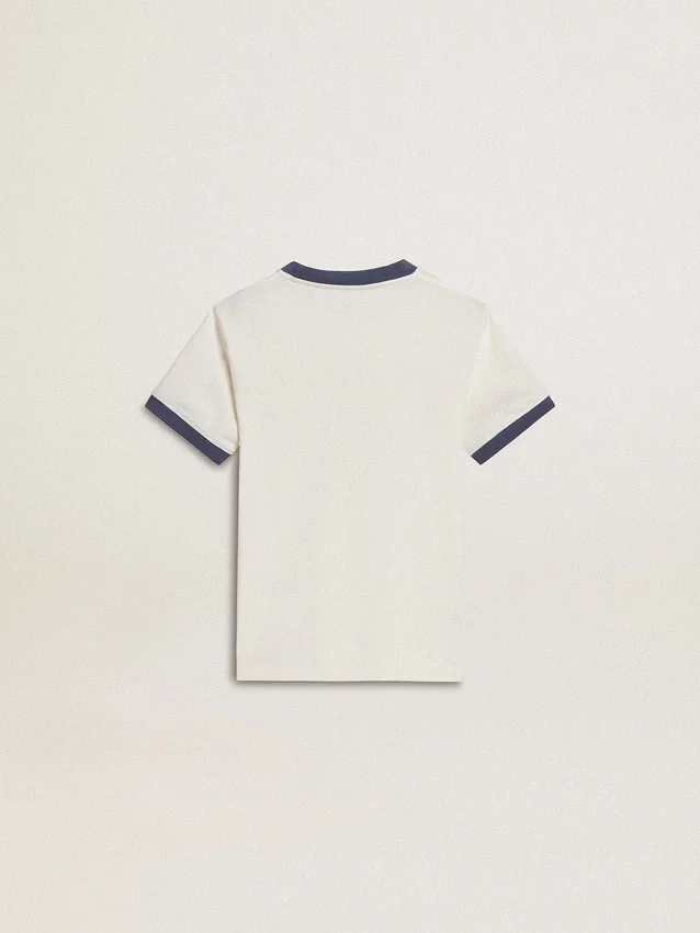 Chemise blanche pour garçon avec imprimé bleu