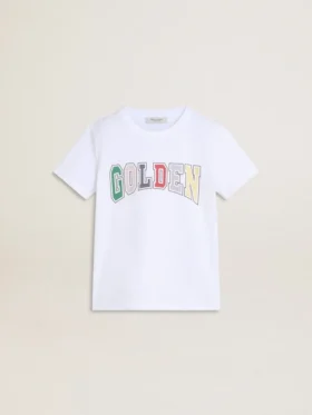 Chemise blanche pour garçons avec imprimé Golden multicolore