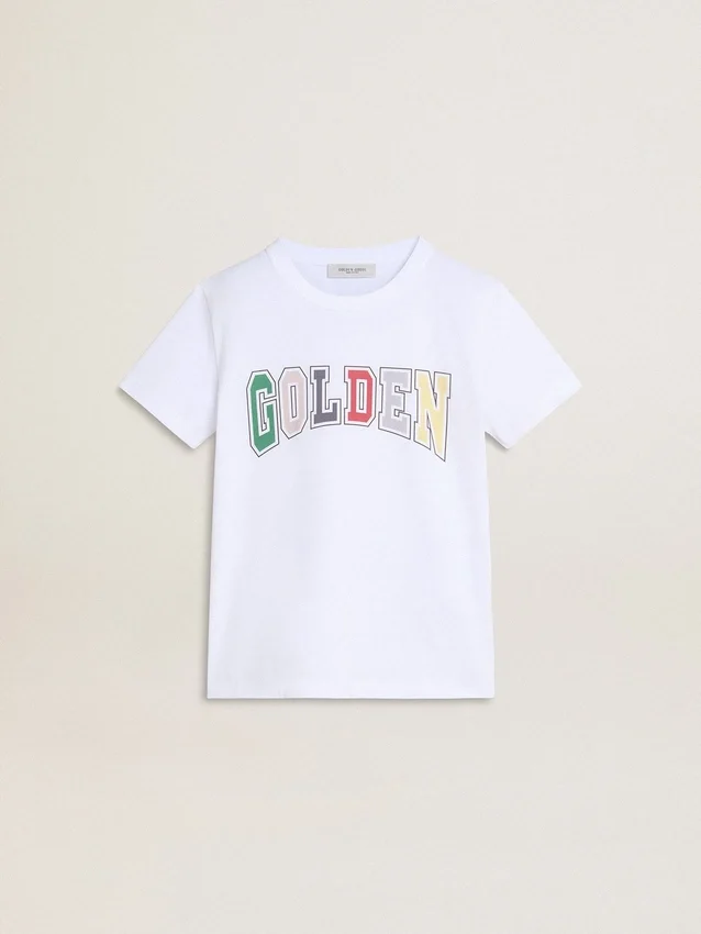 Chemise blanche pour garçons avec imprimé Golden multicolore