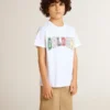 Chemise blanche pour garçons avec imprimé Golden multicolore