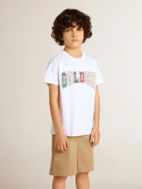 Chemise blanche pour garçons avec imprimé Golden multicolore