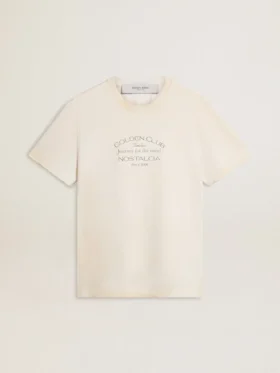 Chemise blanche pour homme au look vintage avec imprimé sur le devant