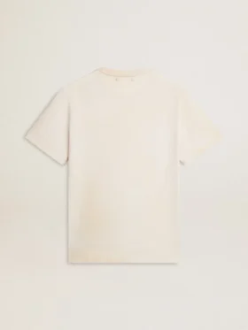 Chemise blanche pour homme au look vintage avec imprimé sur le devant